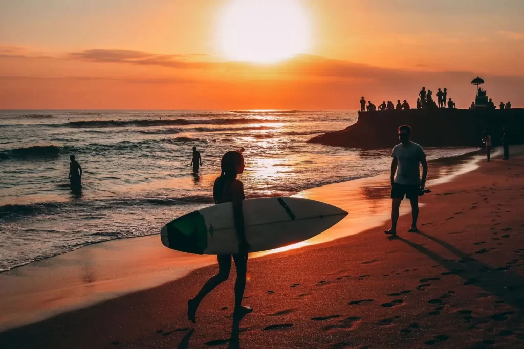 surfing in canggu